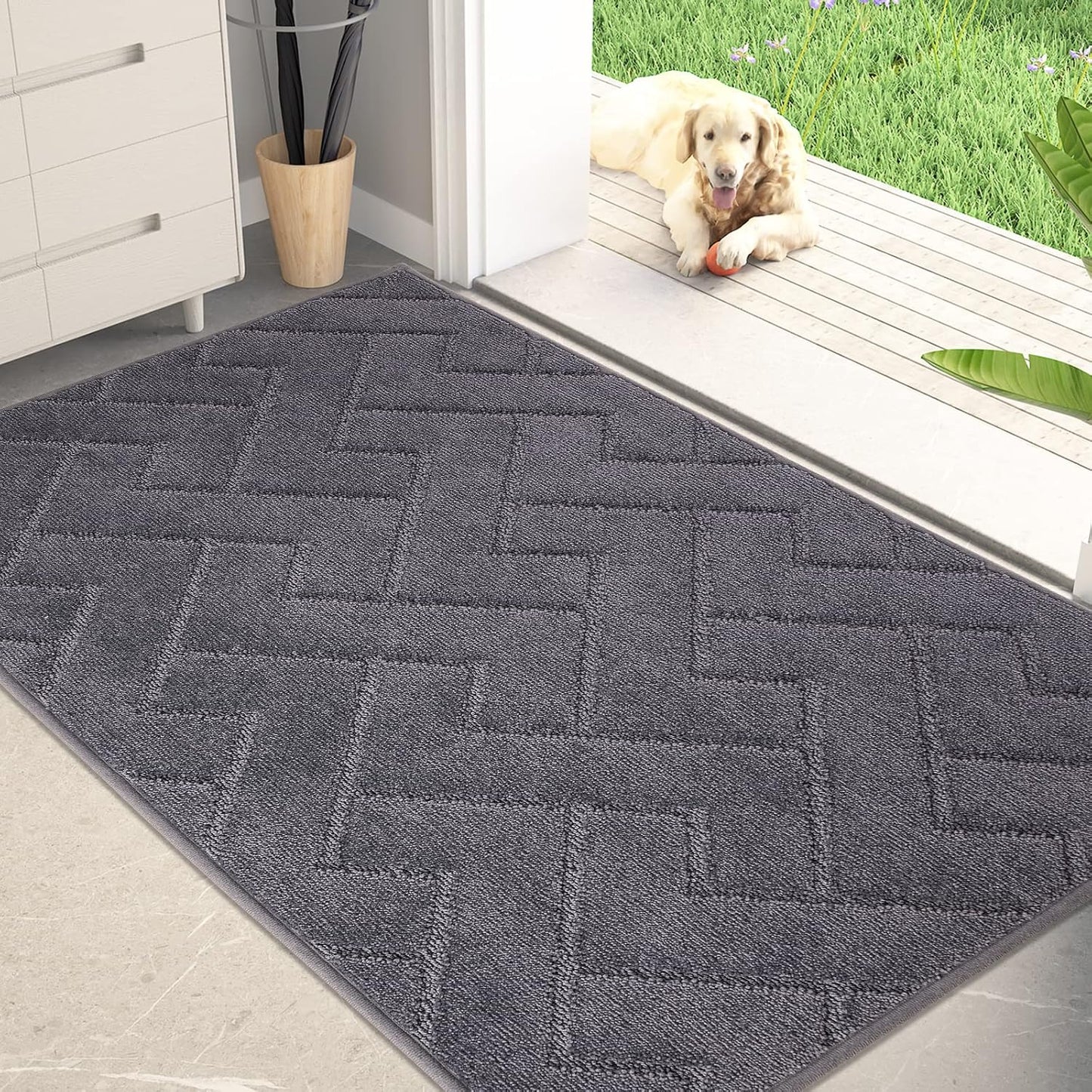 Tapete antiderrap absorbente 32x47" para puerta gris