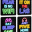 Letrero metal neon juegos 12x8 pulg set 4 decoración pared