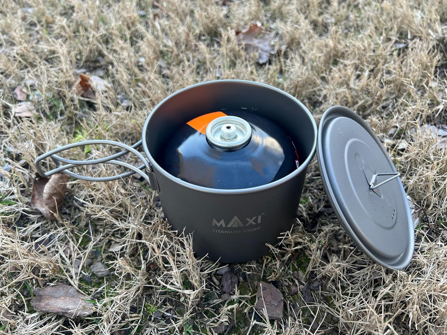 Olla titanio 30.4oz con tapa ultraligera camping