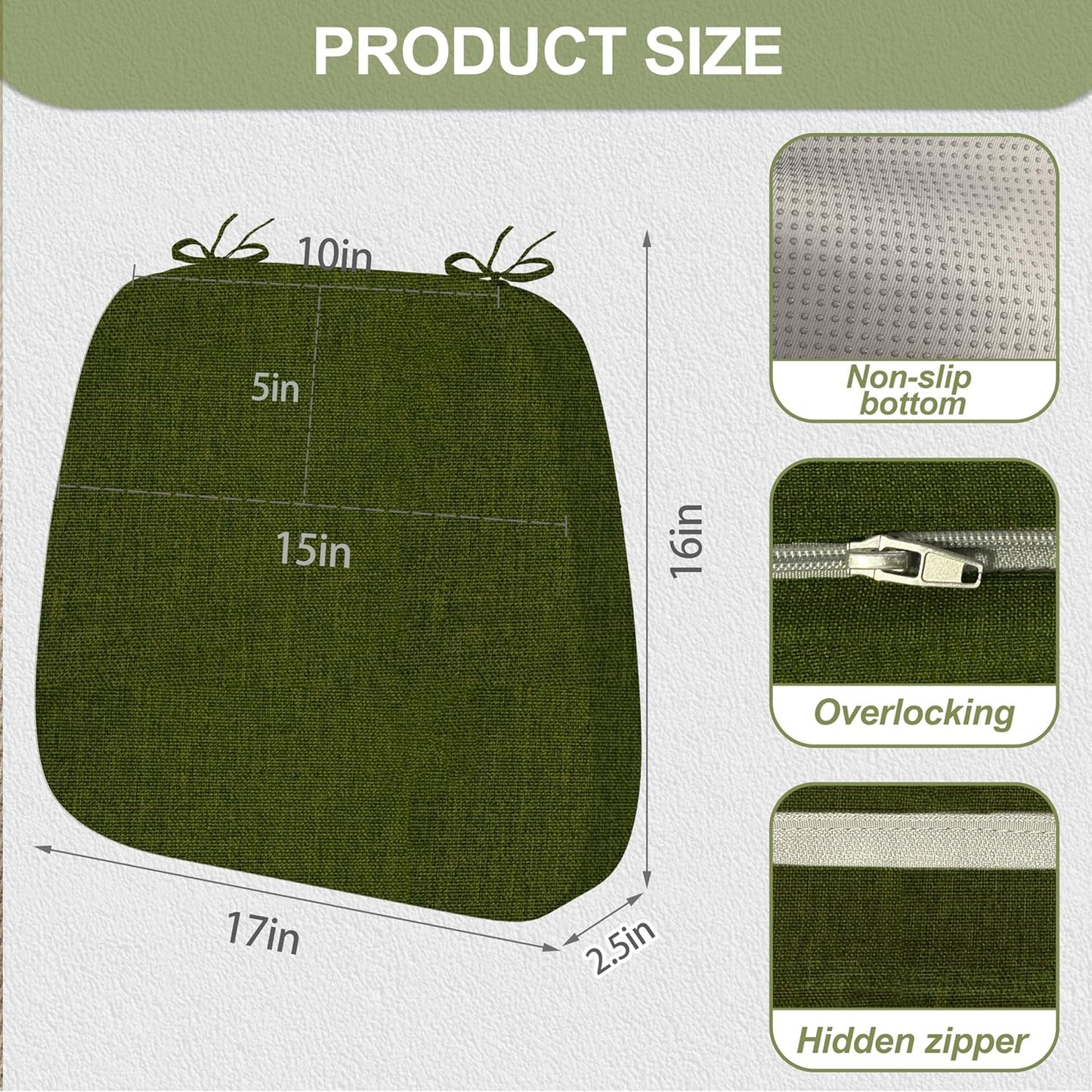 Cojines silla 17x16pulg 8 pzas antiderrap resistente agua