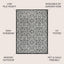 Alfombra vintage filigrana 5x8ft gris/negro texturizado