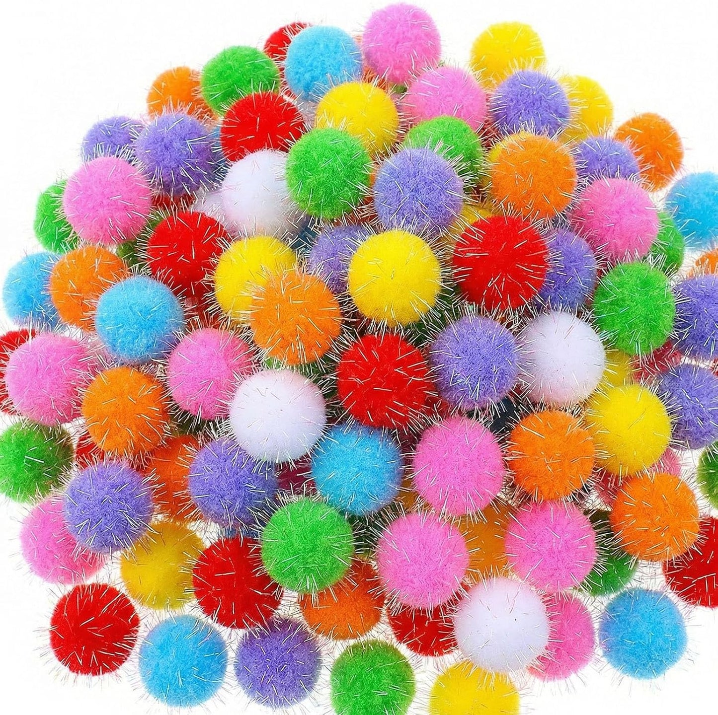 60 Bolas Pompones Gatitos 1.6pulg Purpurina Colores Surtidos