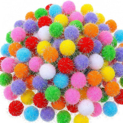 60 Bolas Pompones Gatitos 1.6pulg Purpurina Colores Surtidos