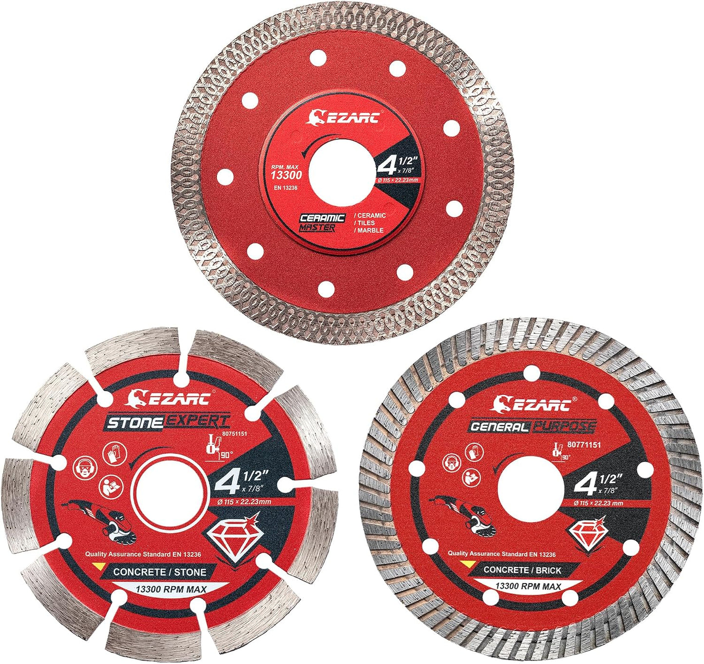 Hojas sierra diamante 4.5pulg para amoladora 3 pzas