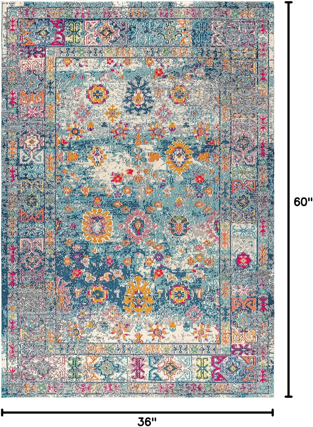 Tapete bohemio vintage azul marino 3x5
