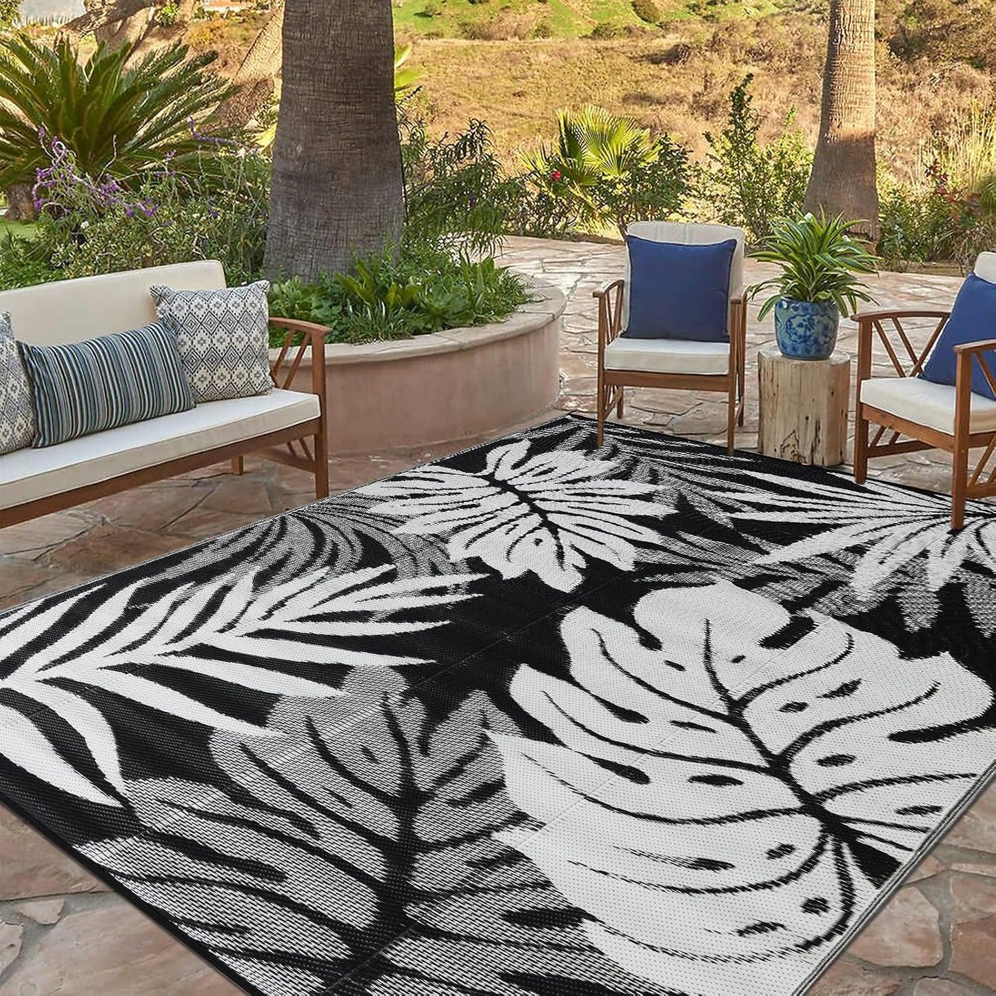 Alfombra exterior 6x9ft impermeable reversible