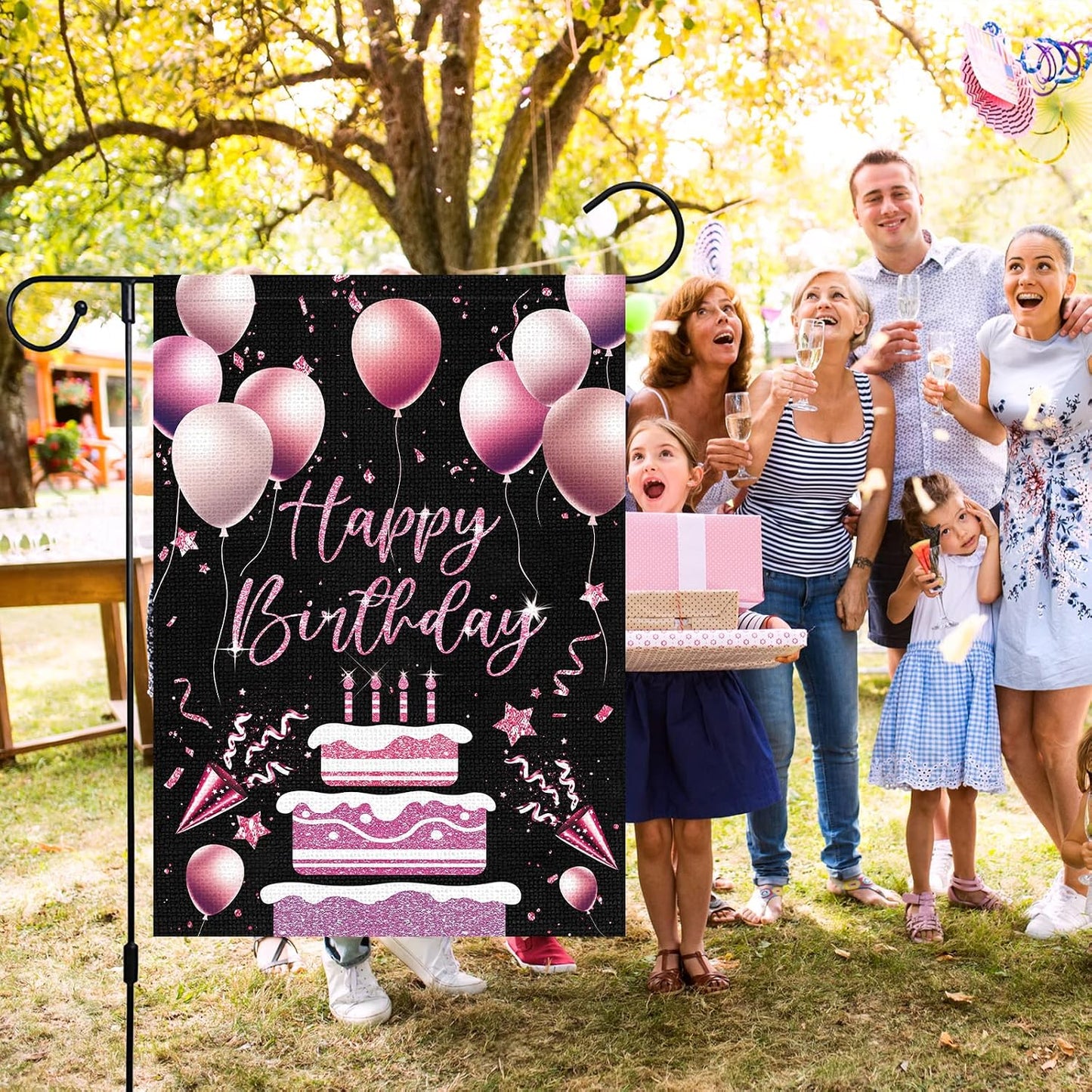 Globos bandera feliz cumpleaños 12x18pulg doble cara