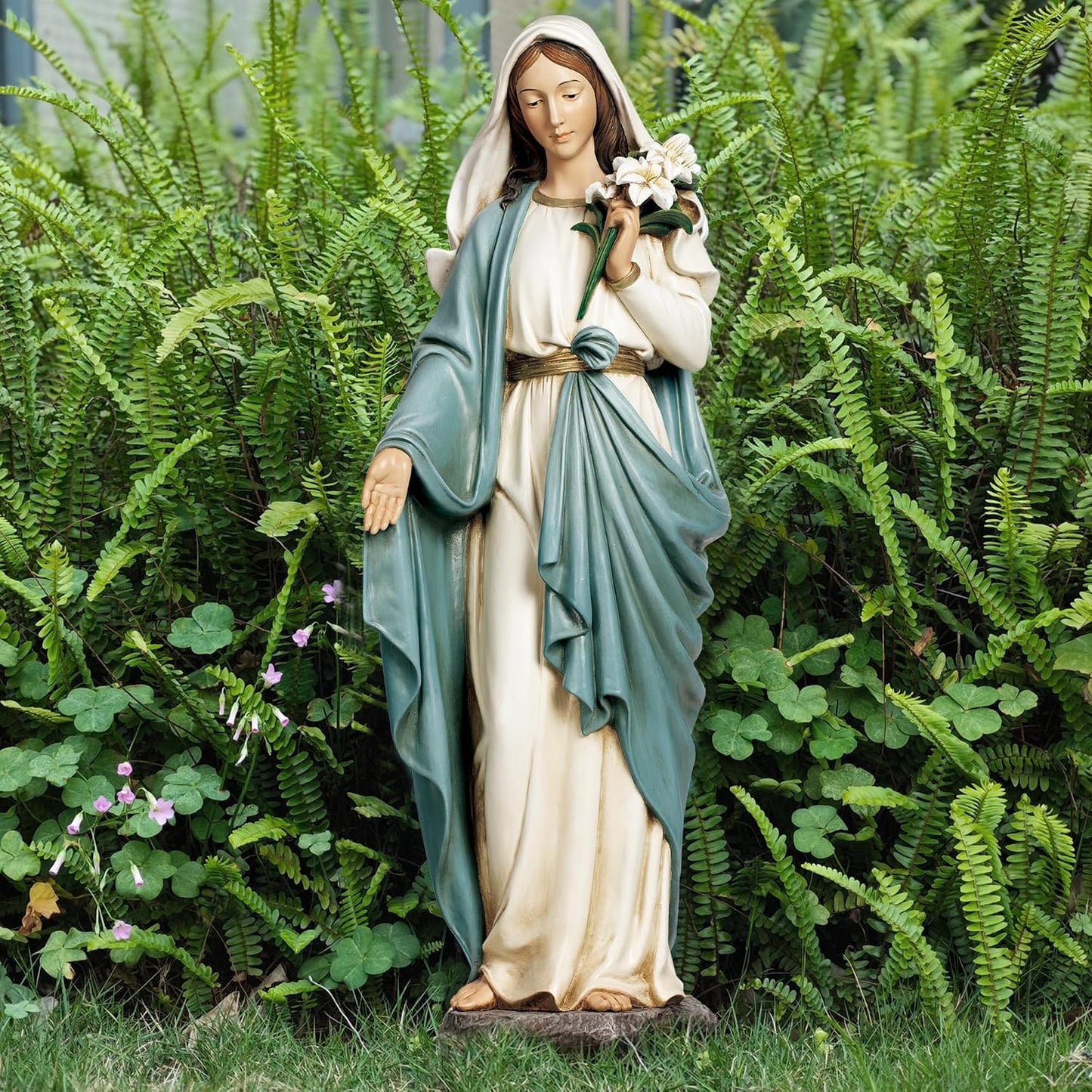 Estatua Virgen María lirios 24pulg exterior decoración patio