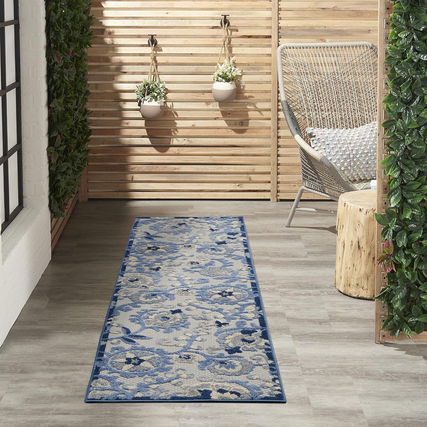 Tapete 2x8ft azul/gris para interiores fácil de limpiar
