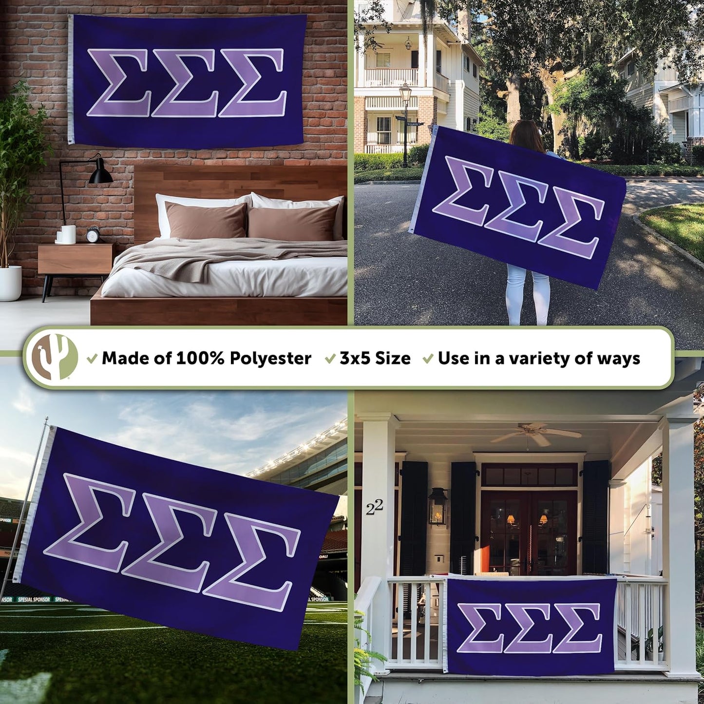 Bandera Tri Sigma 3x5pies para eventos y orgullo