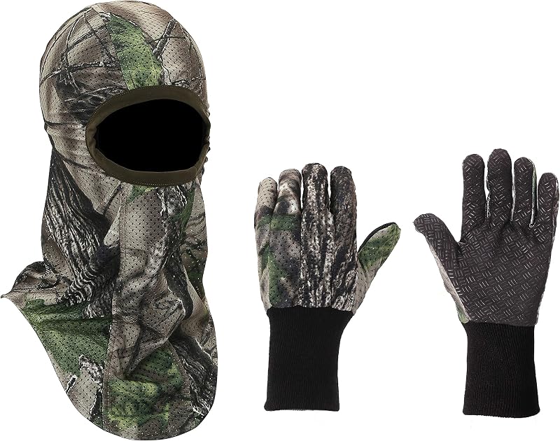 Set guantes y máscara camuflaje caza transpirables