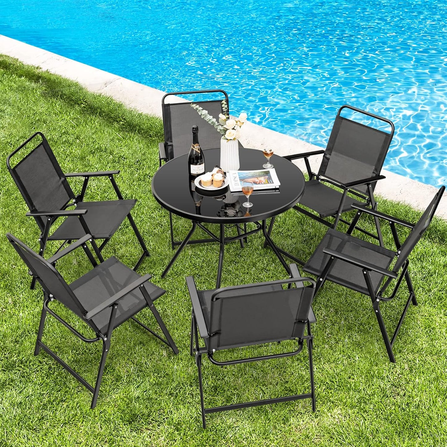 Set 6 sillas plegables patio reposabrazos asiento