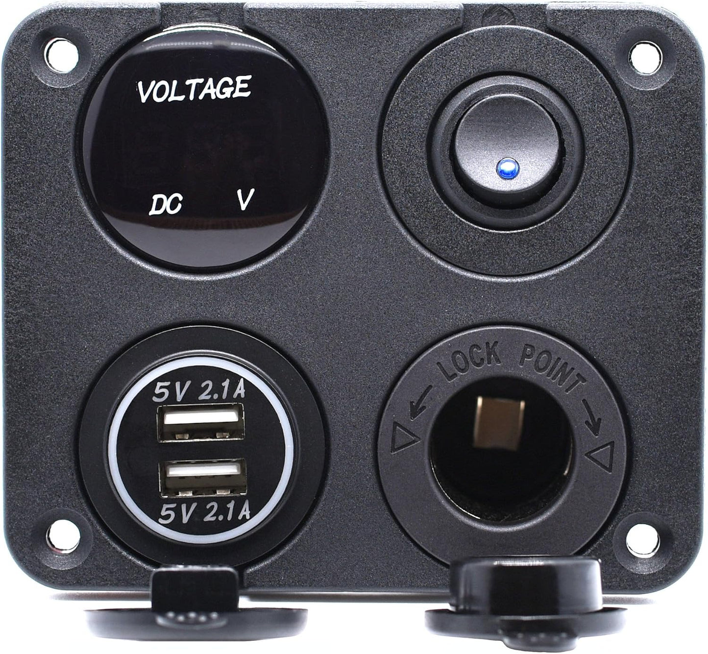 Cargador USB dual 2.1A con voltímetro LED para auto y barco