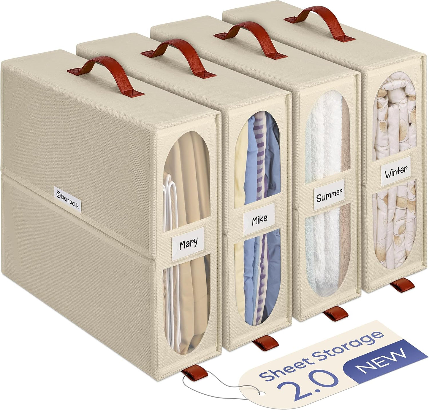 4 Cajas Almacenamiento Sábanas 15x13x5"
