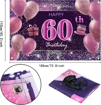 Decoraciones cumpleaños 60 para niñas pancarta rosas telón fondo