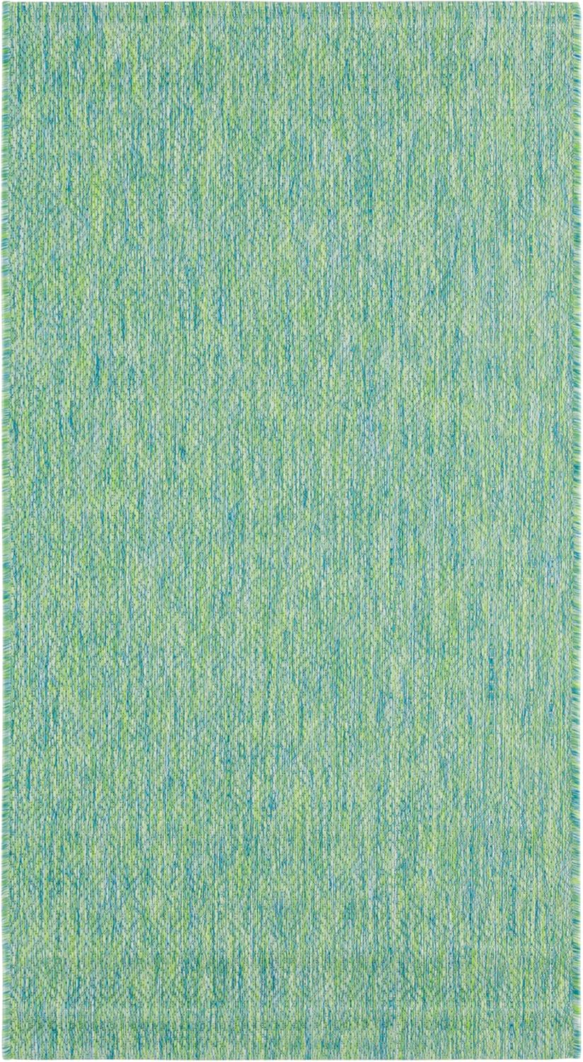 Alfombra Courtyard 2'7"x5' color verde azul impermeable