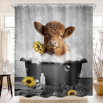 Cortina ducha vaca tierras altas 60x72pulg estilo country western