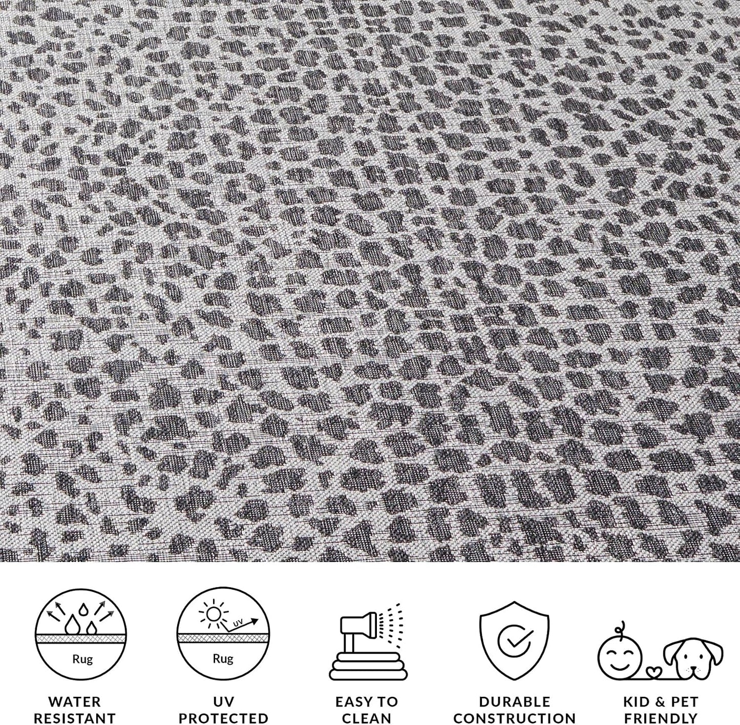 Alfombra lavable Courtyard 3ft cuadrada gris y negro patio
