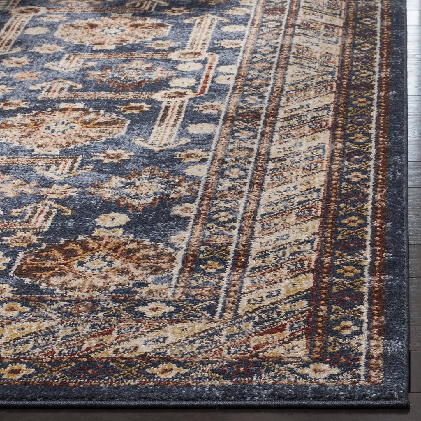 Alfombra tradicional oriental 3x5ft color azul rey/marfil
