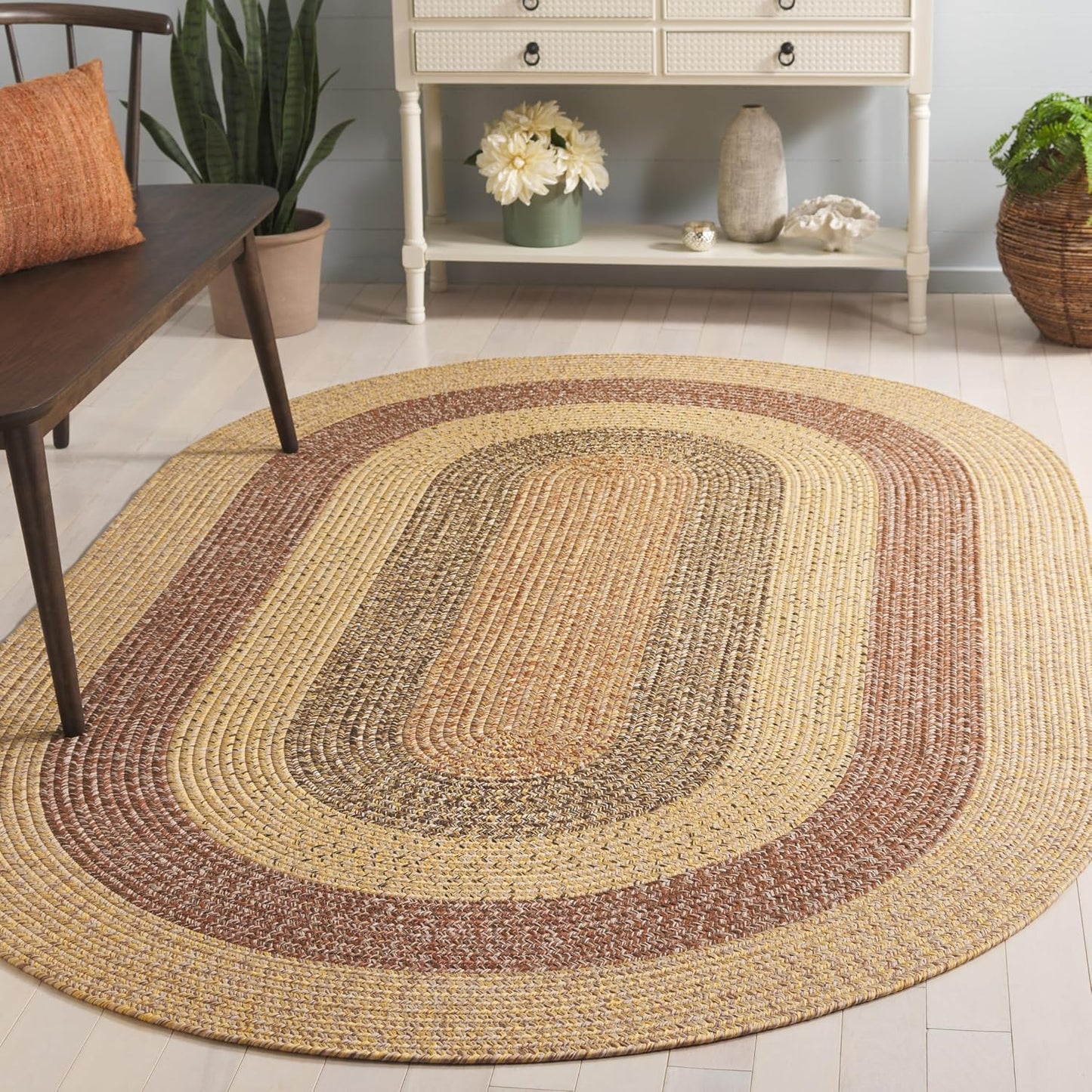 Alfombra exterior lavable 4x6ft x 6x6ft beige marrón