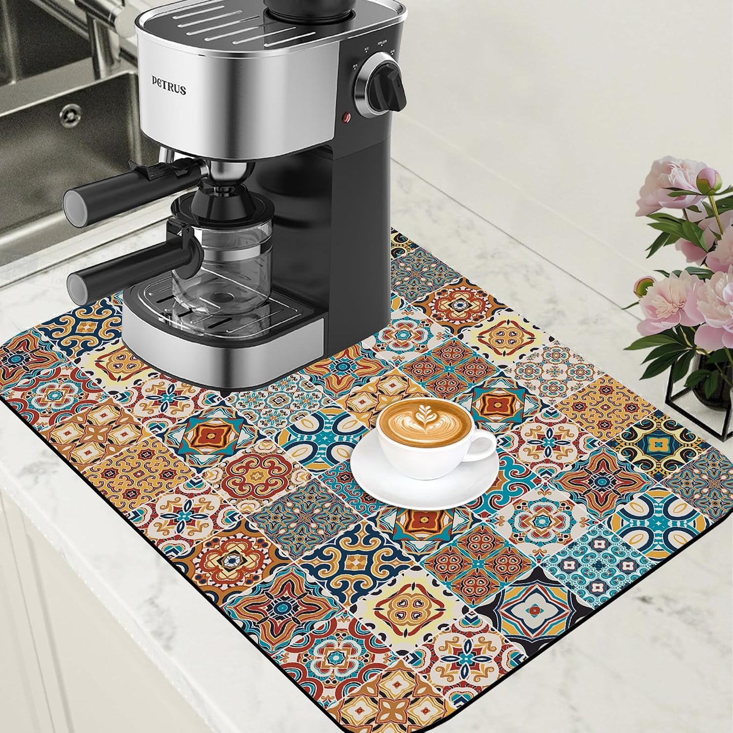 Alfombrilla secado platos multicolor azulejos goma