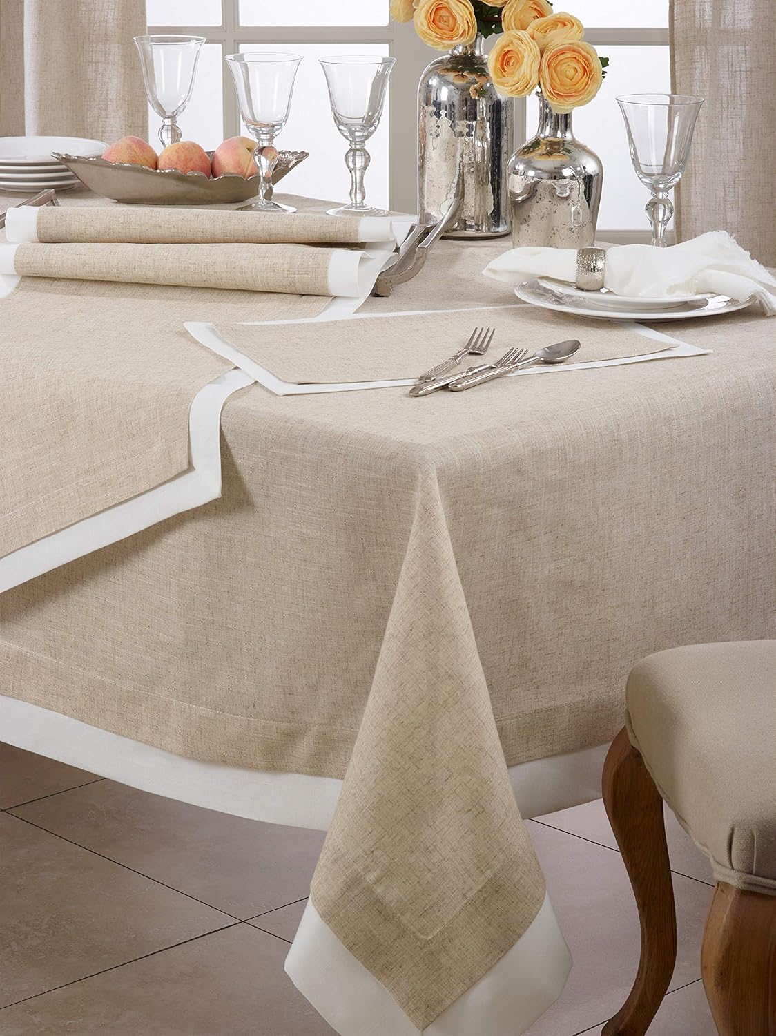 Set 4 manteles doble capa 13x19pulg color natural