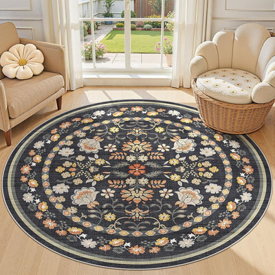 Alfombra redonda 5x5ft estilo bohemio vintage