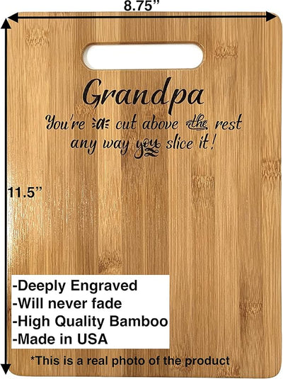 Tabla cortar bambú grabada regalo abuelo cumpleaños Navidad