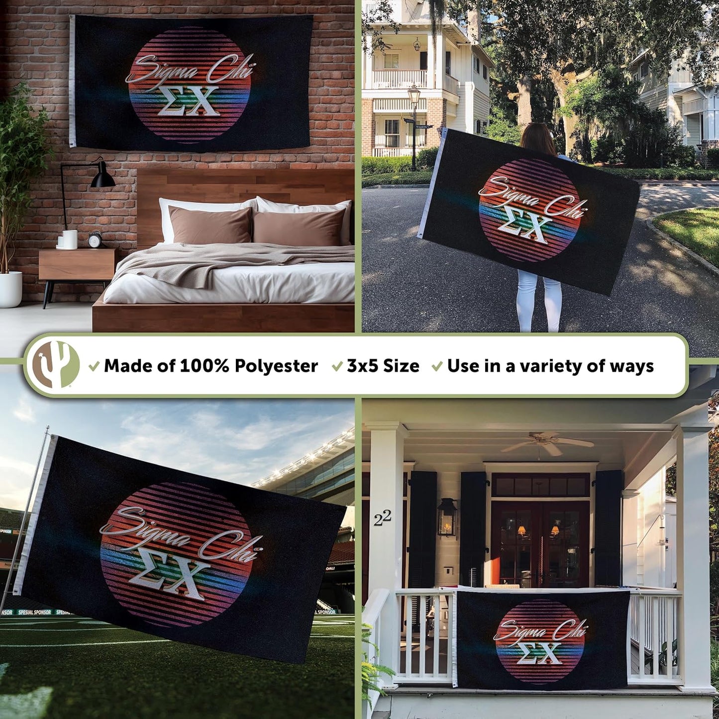Bandera fraternidad Sigma Chi 80 3x5ft