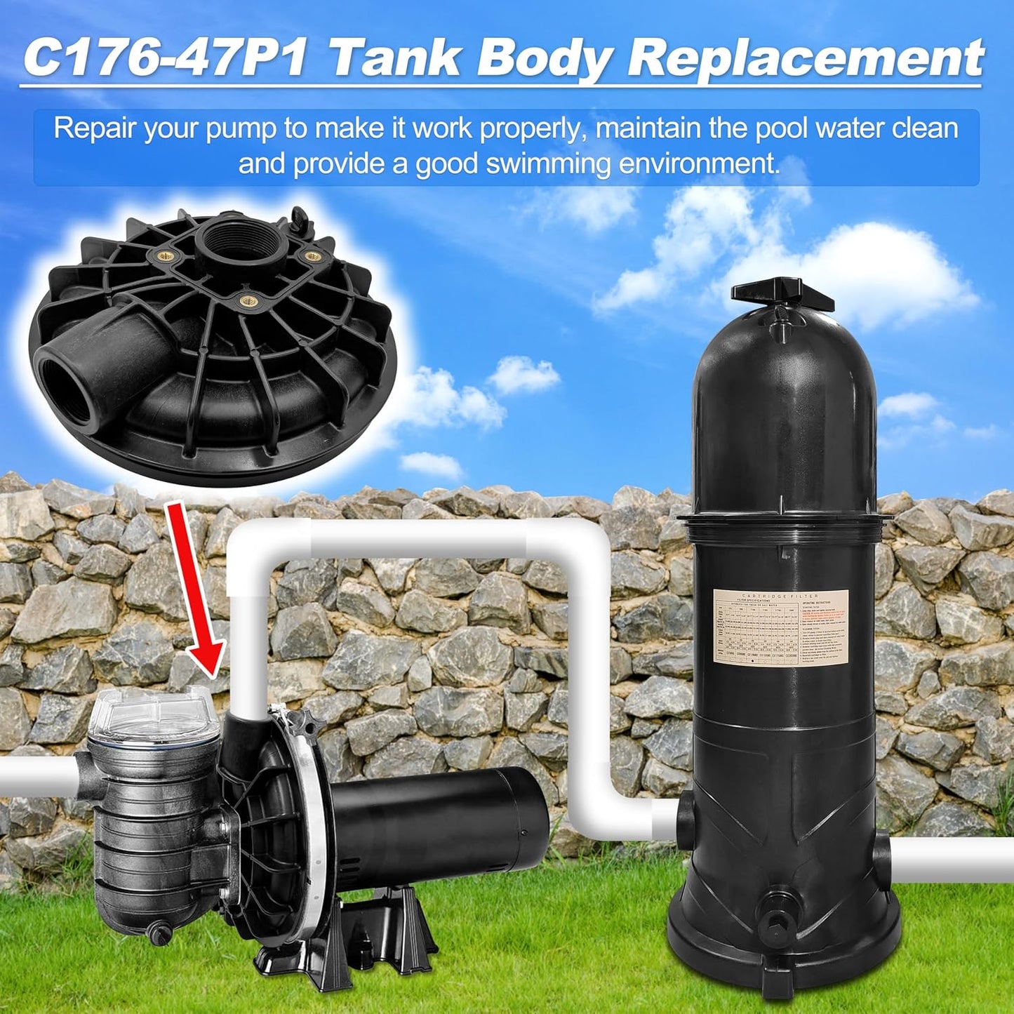 Repuesto cuerpo tanque C176-47P1 para bomba spa