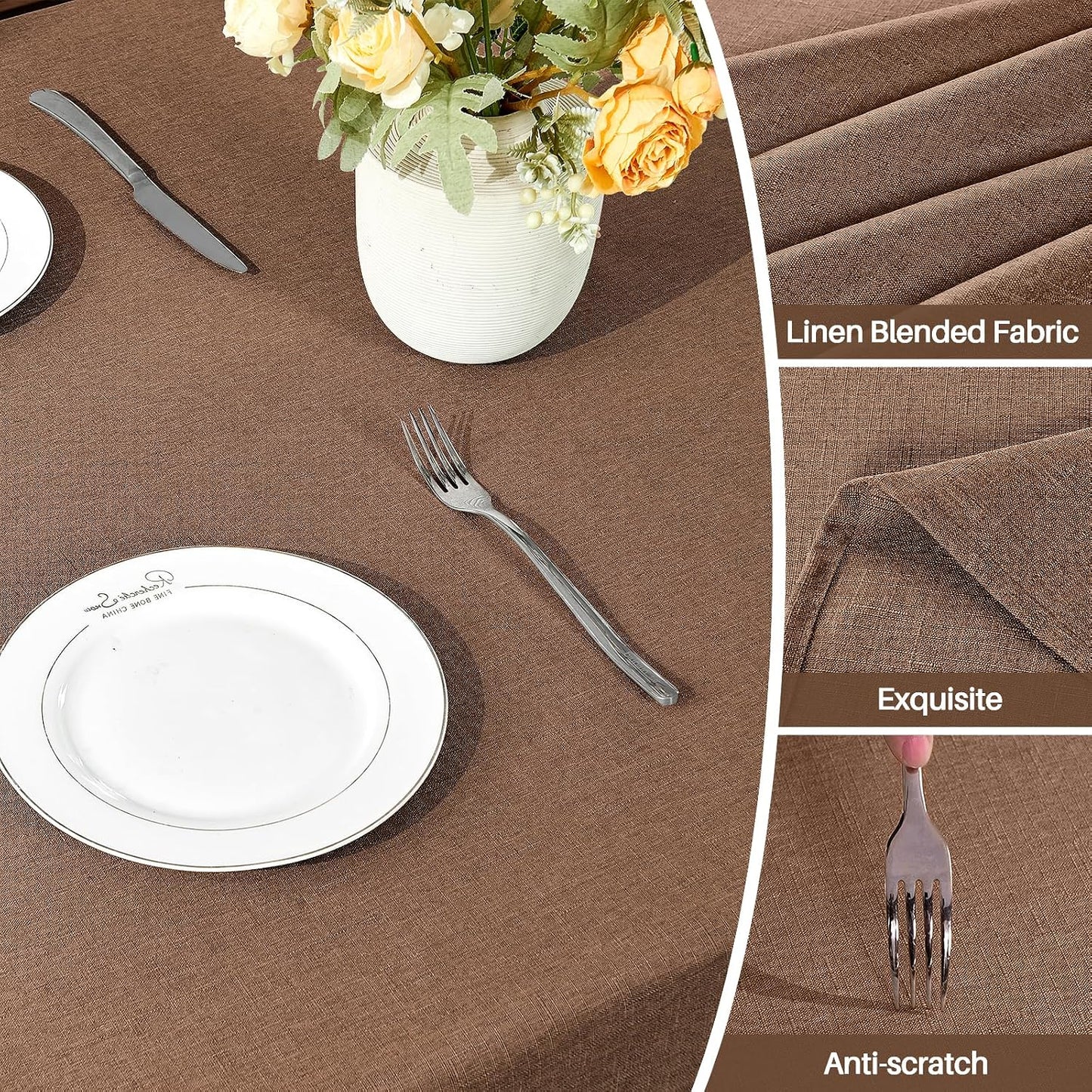 Mantel lino texturizado rectangular impermeable sin arrugas 60x
