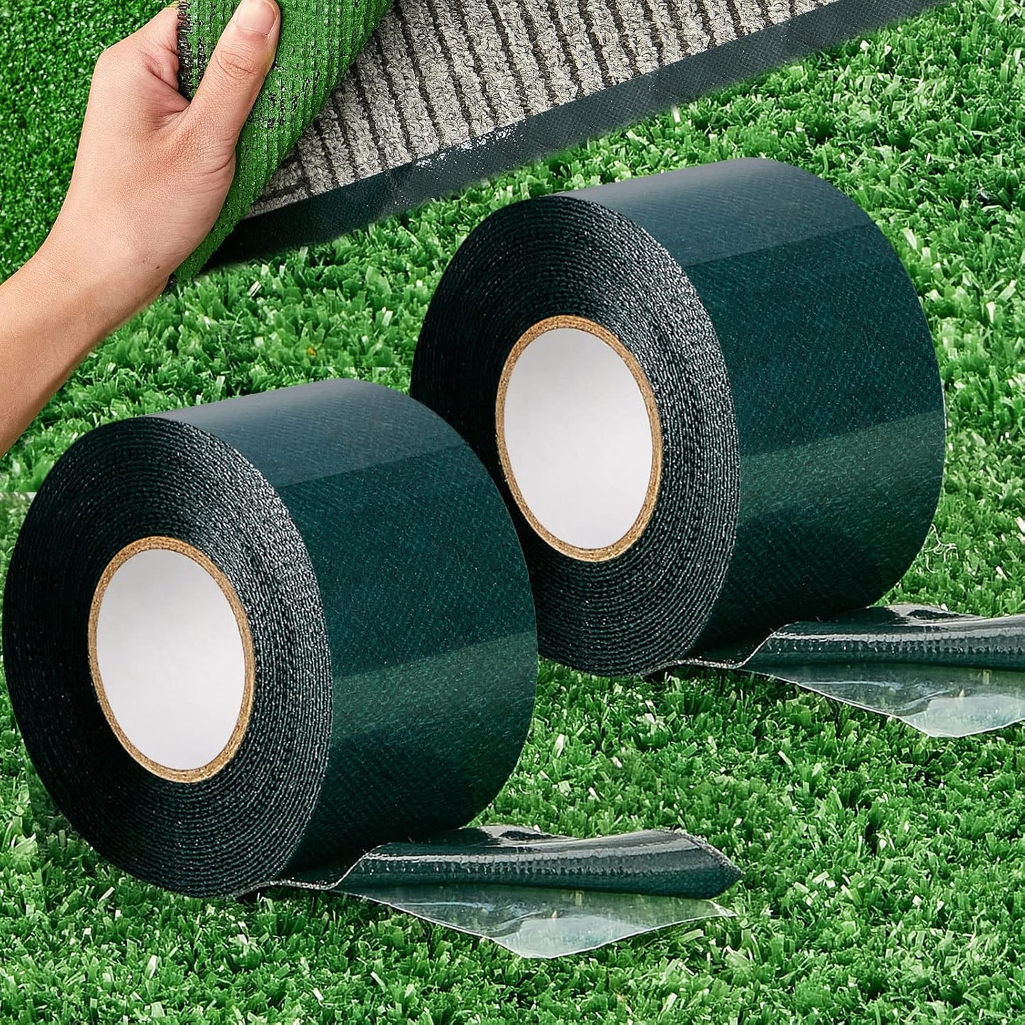 2 Rollos Cinta Césped Doble Cara 2" x 16.5ft Alfombra
