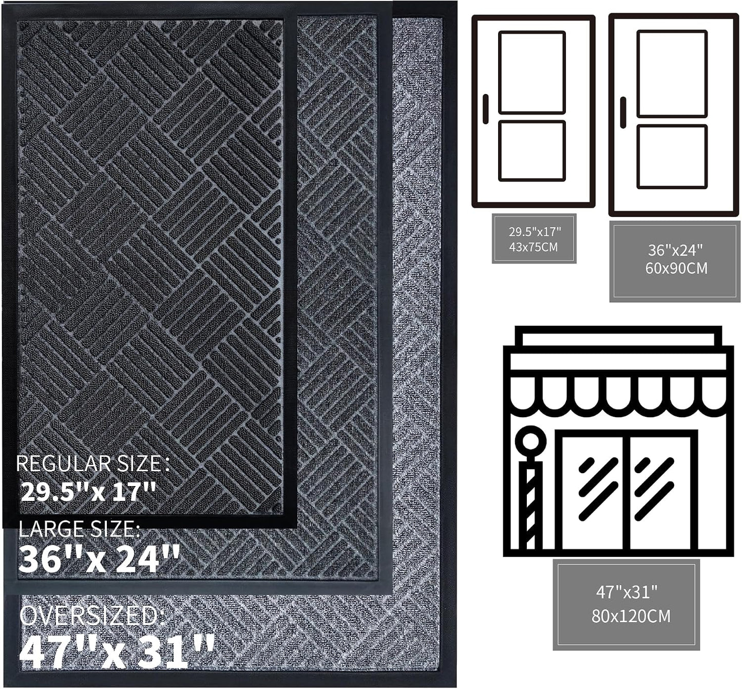 Tapete puerta antiderrap impermeable 24x36" gris