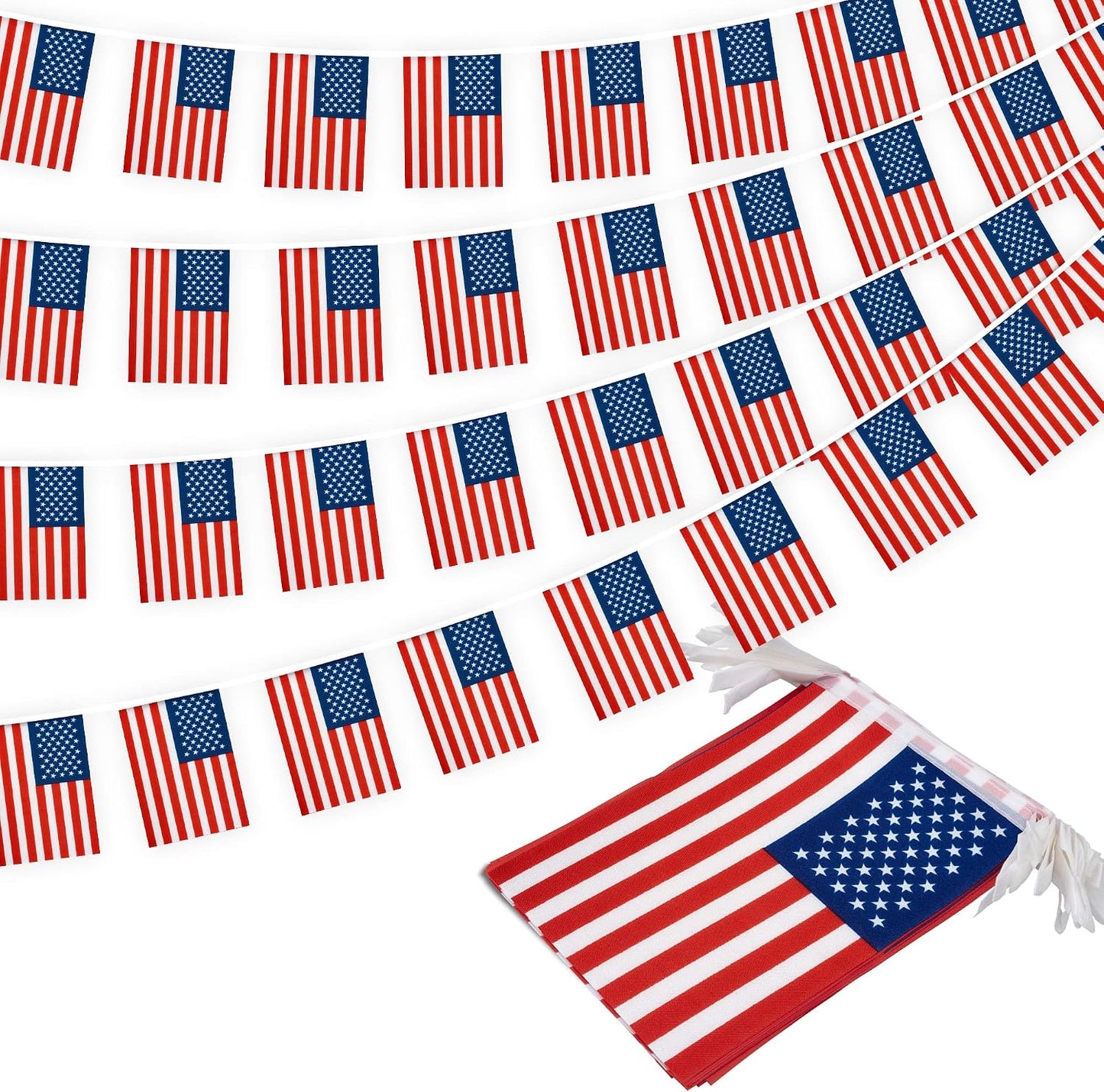 Banderín cuerda americana 30 banderas 33ft decoración 4 de julio
