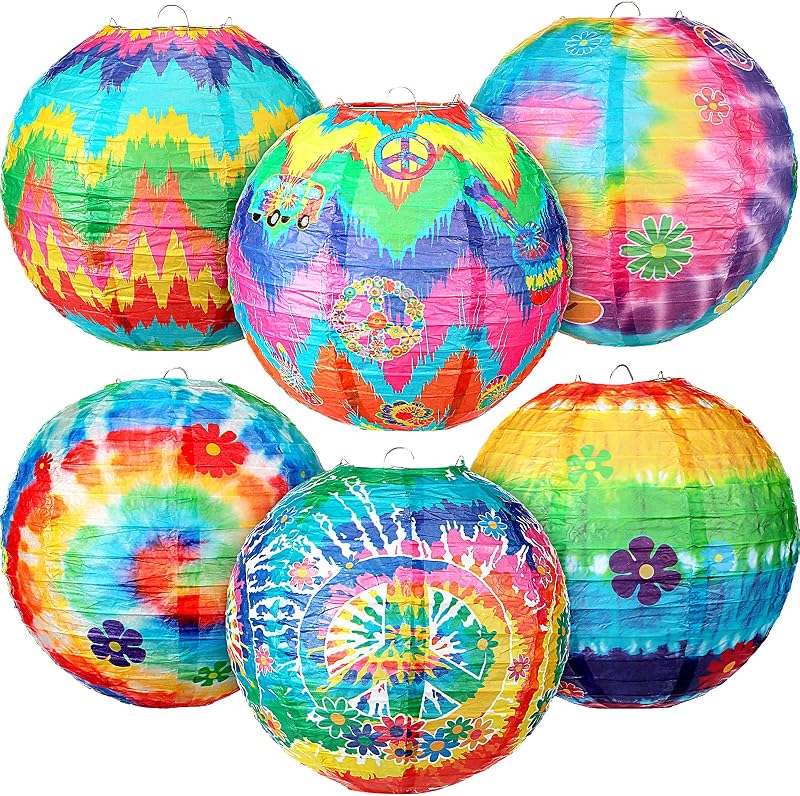 6 Linternas Colgantes Papel Estilo Hippie 60s 70s