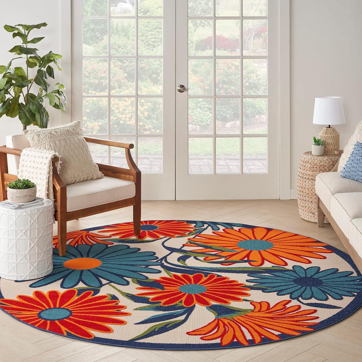 Alfombra redonda multicolor 5ft3" dormitorio sala comedor
