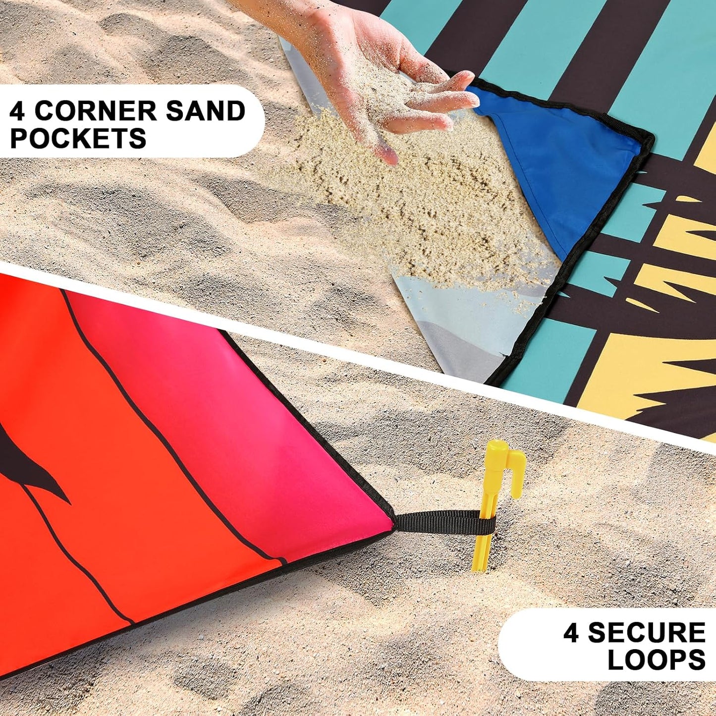 Manta playa impermeable 79x83pulg 120x108pulg para 1-8 adultos