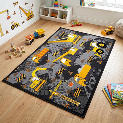 Alfombra de set para niños con decoración de construcción
