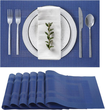 6 Pzas Manteles PVC Antideslizantes Azules
