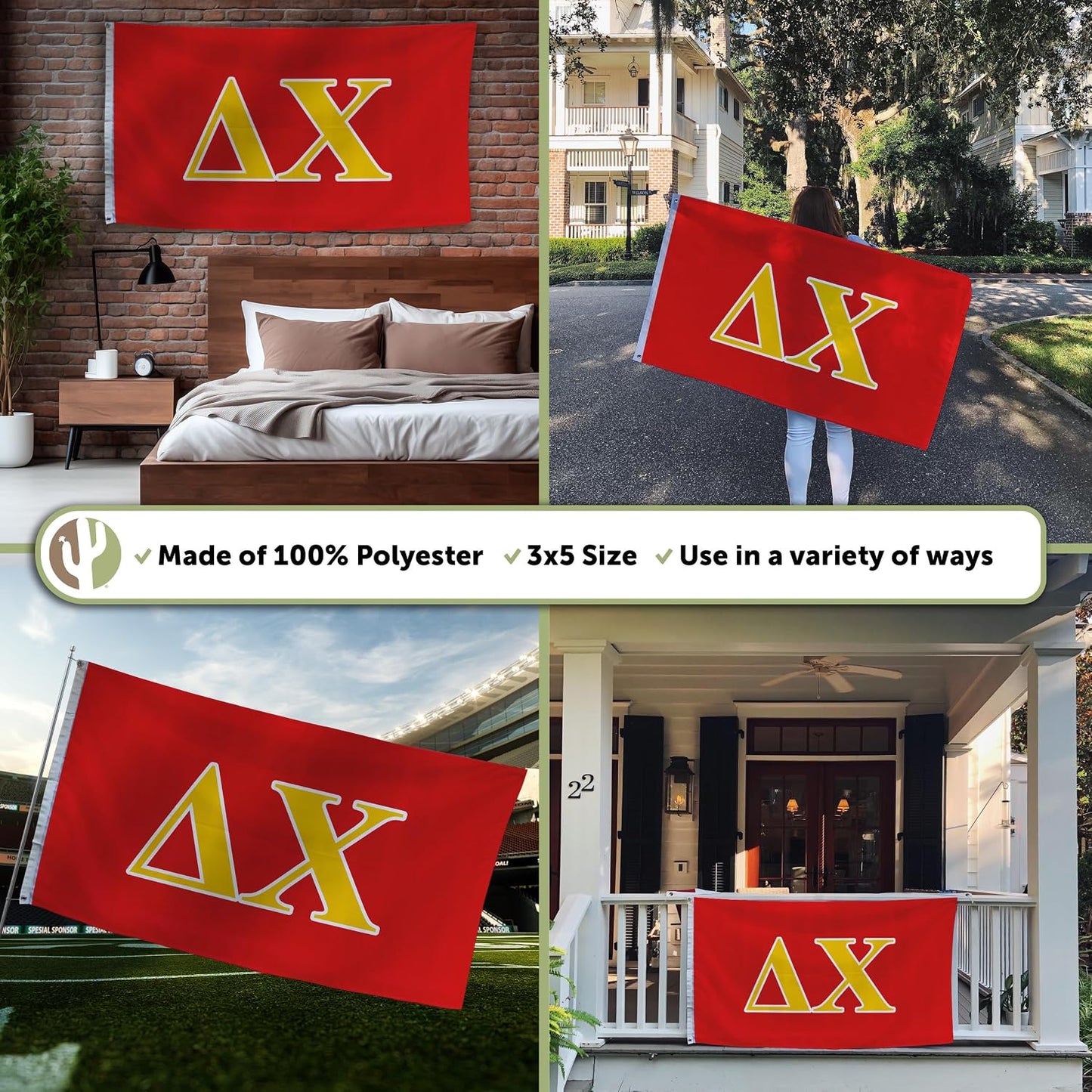 Bandera Delta Chi 3x5ft Letras Griegas Decorativa