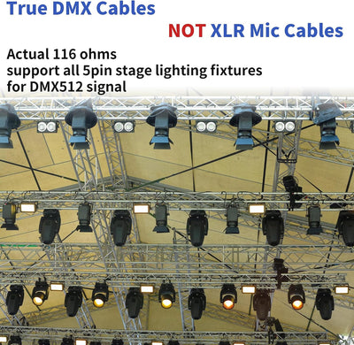 Cable DMX 5 pines 25ft 2unid macho hembra 4nucleos