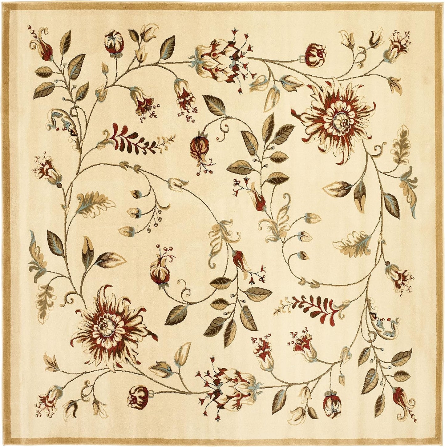 Alfombra cuadrada 5ft3pulg marfil y multicolor no se