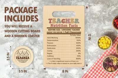 Tabla cortar nutrición con posavasos regalo profesores