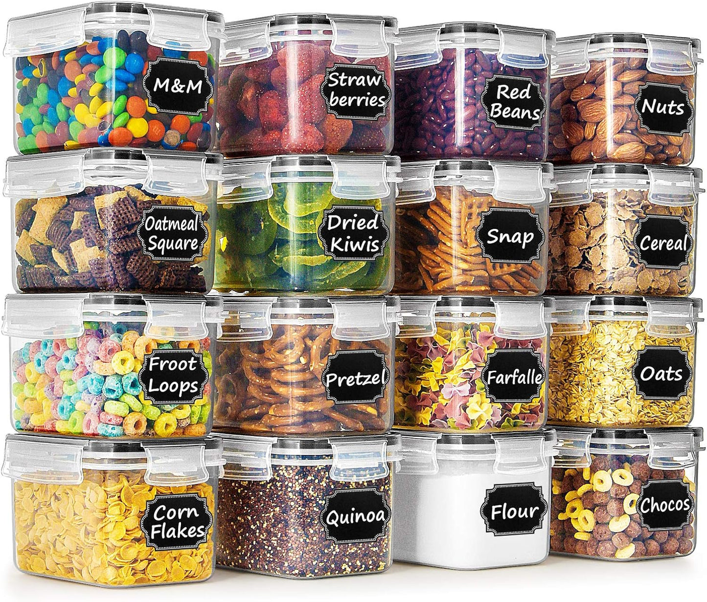 Set 16 Recipientes Almacenamiento Cereales 0.8l Herméticos
