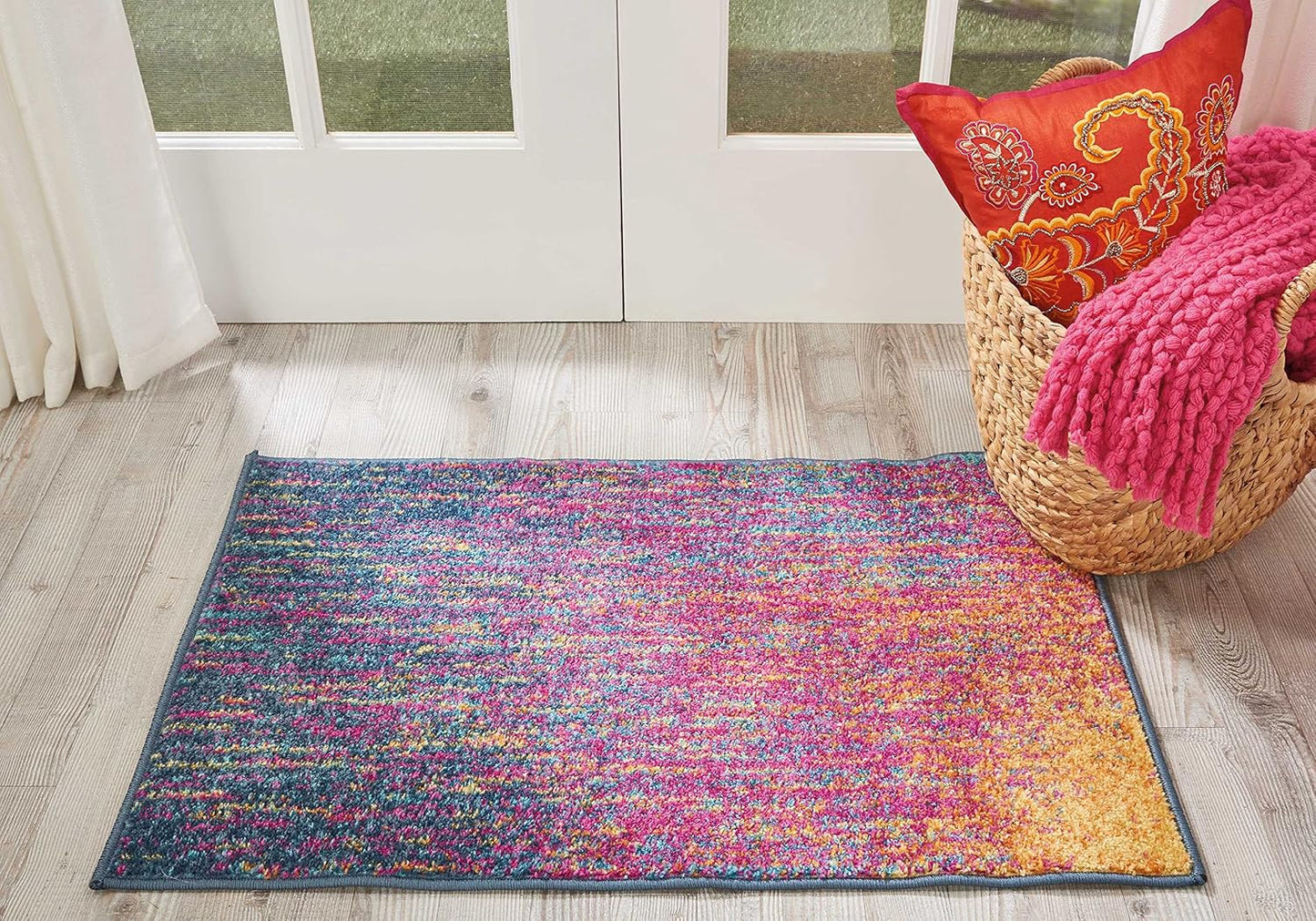 Alfombra multicolor 1'10"x2'10" para dormitorio sala comedor