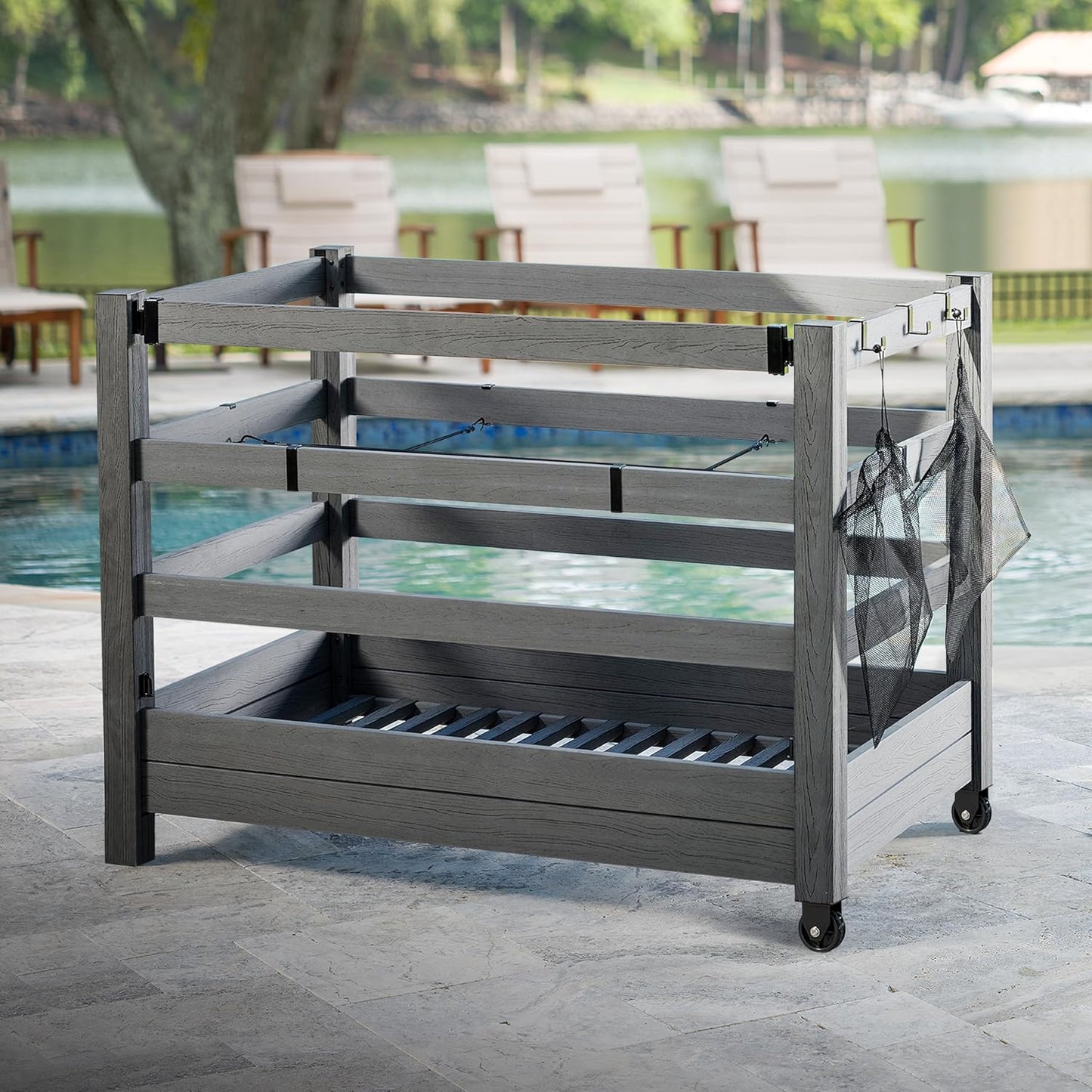 Organiz. piscina 3.4x4.6x2.8pulg con ruedas para juguetes