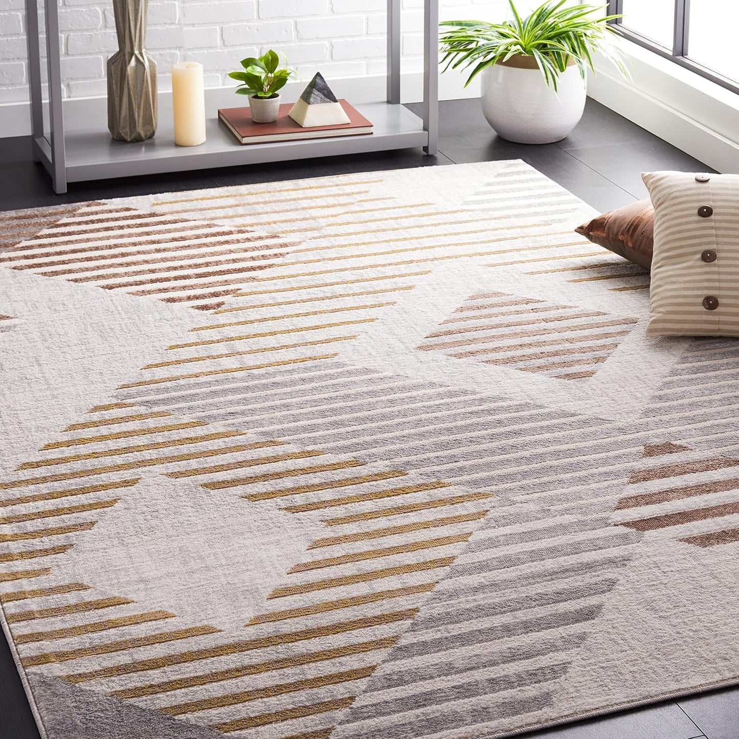 Alfombra decorativa 3x5ft beige y gris claro sala dormitorio