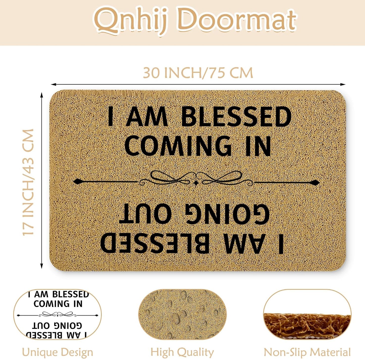 Tapete bienvenida puerta con texto I Am Blessed