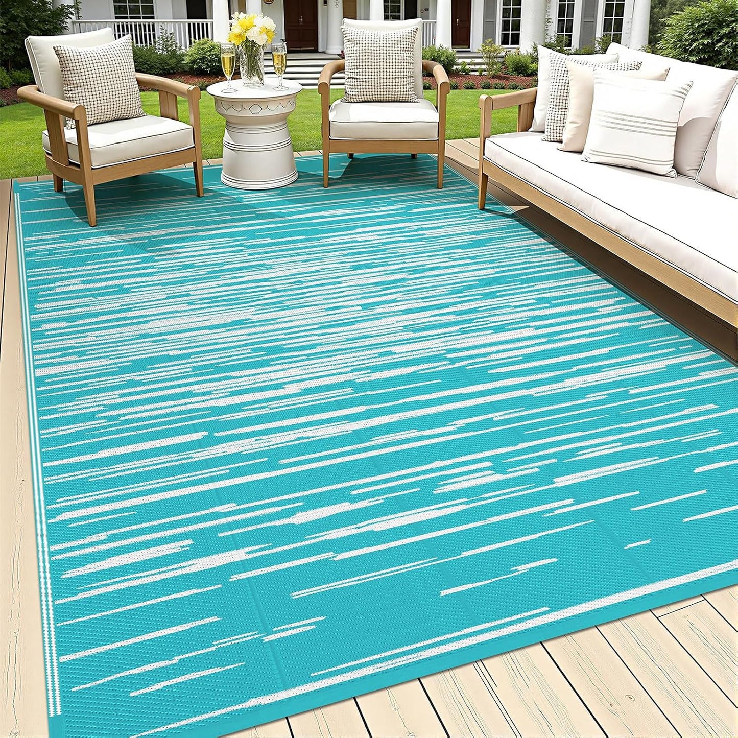 Alfombra exterior impermeable 6x9ft reversible