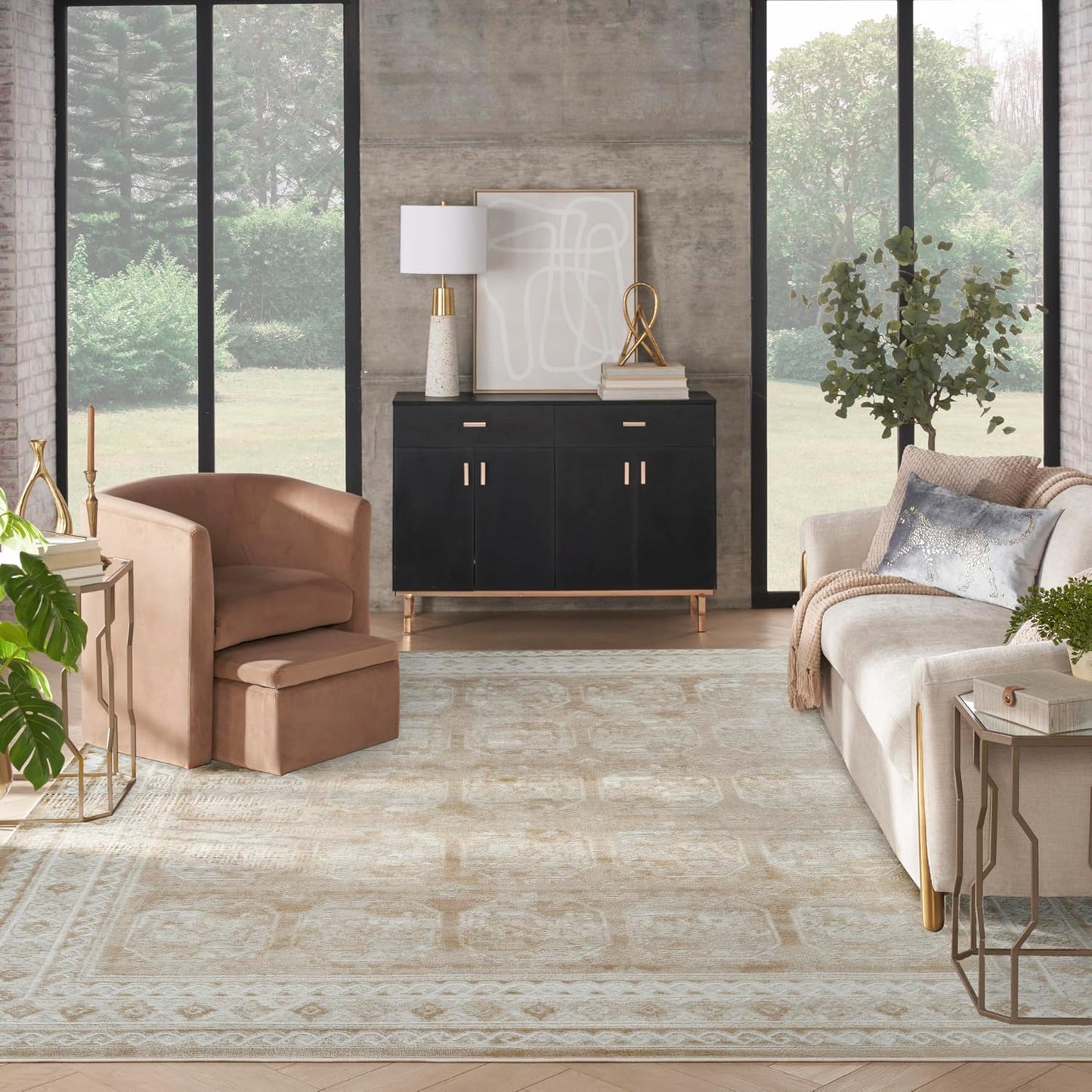 Alfombra beige 7x10ft x 9x10ft dormitorio sala comedor
